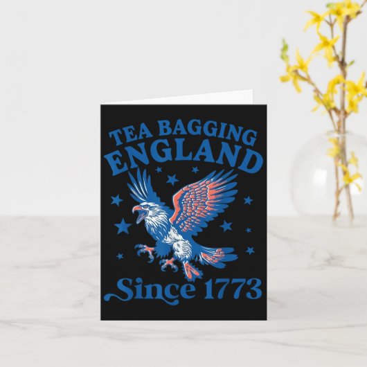 Tea Bagging England Since 1773 Patriotic Eagle 4th Karte (Gelbe Blume)