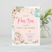 Tea Birthday Einladung Girl Party Par-tea Floral (Stehend Vorderseite)
