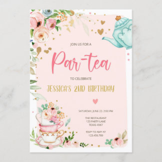 Tea Birthday Einladung Girl Party Par-tea Floral