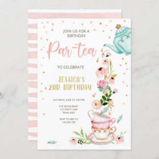 Tea Birthday Einladung Girl Party Par-tea Floral
