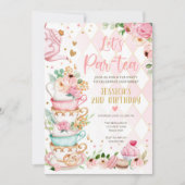 Tea Birthday Einladung Girl Party Par-tea Floral (Vorderseite)
