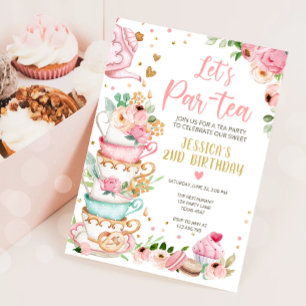 Tea Birthday Einladung Girl Party Par-tea Floral