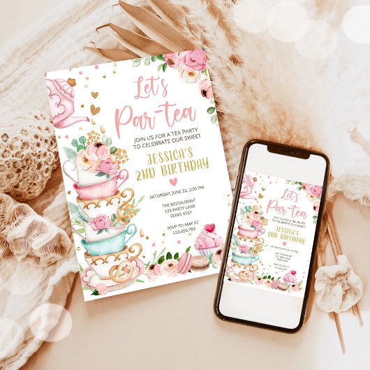 Tea Birthday Einladung Girl Party Par-tea Floral