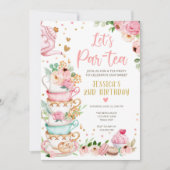 Tea Birthday Einladung Girl Party Par-tea Floral (Vorderseite)
