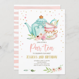 Tea Birthday Einladung Girl Party Par-tea Floral