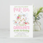Tea Birthday Party Einladung (Stehend Vorderseite)
