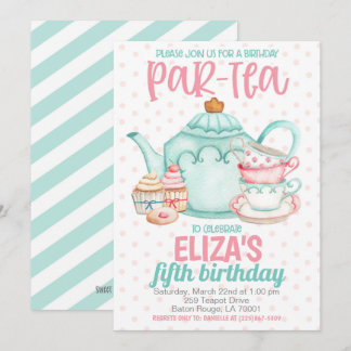 Tea Birthday Party Einladung