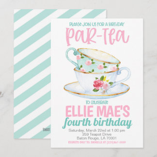 Tea Birthday Party Einladung