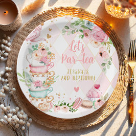 Tea Birthday Party Rosa Blume Girl Par-tea Floral Pappteller
