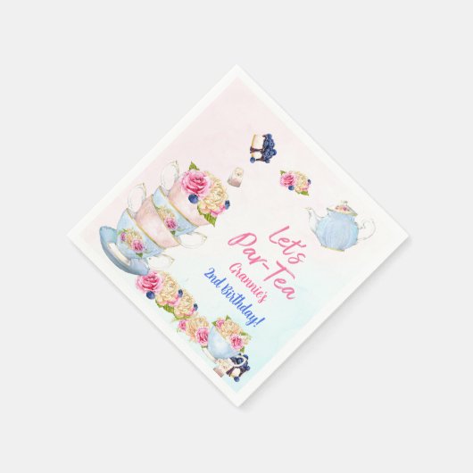 Tea Birthday Party Rosa Blume Girl Par-tea Floral Serviette (Ecke)