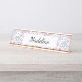 Tea & Bookish Cats Personalized Desk Name Plate Schreibtischnamensplakette (Vorderseite )