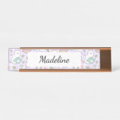 Tea & Bookish Cats Personalized Desk Name Plate Schreibtischnamensplakette (Vorderseite )