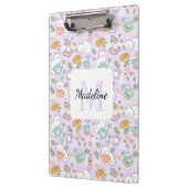 Tea & Bookish Cats Personalized Monogram Clipboard Klemmbrett (Links)