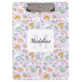 Tea & Bookish Cats Personalized Monogram Clipboard Klemmbrett (Vorderseite)