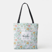 Tea & Bookish Cats Tote Bag Mint Green Tasche (Rückseite)