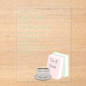 Tea & Books Bridal Shower Acryleinladungen (Vorderseite)