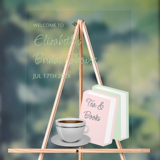 Tea & Books Bridal Shower Acrylschild (Neutral)