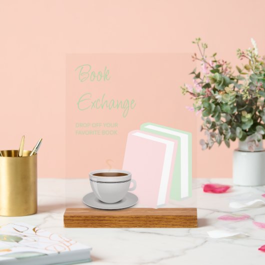 Tea & Books Bridal Shower Book Exchange Acrylschild (Hochzeit)
