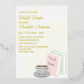 Tea & Books Bridal Shower Folieneinladung (Vorderseite)