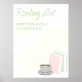 Tea & Books Bridal Shower Reading List Poster (Vorne)