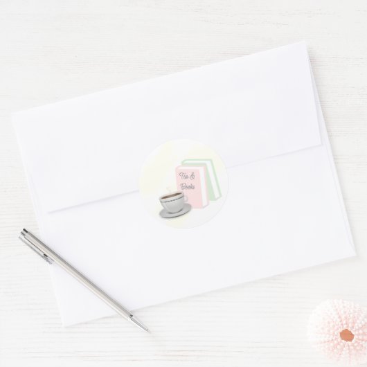 Tea & Books Bridal Shower Runder Aufkleber (Umschlag)