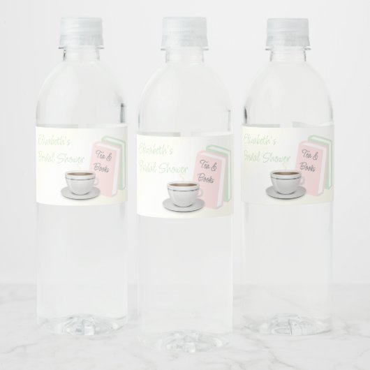Tea & Books Bridal Shower Wasserflaschenetikett (Flaschen)
