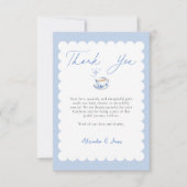Tea Brewing Script Blue Theme Script Baby Shower Dankeskarte (Vorderseite)