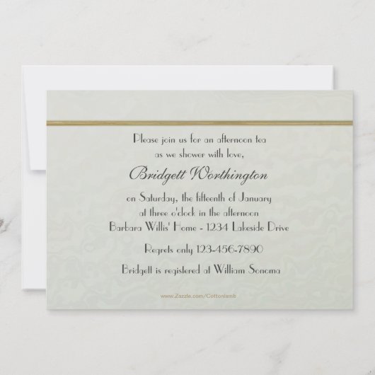 Tea Bridal Dusche Einladung (Rückseite)