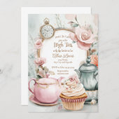 Tea Bridal Dusche Einladung, Alice Bridal Tee Einladung (Vorne/Hinten)