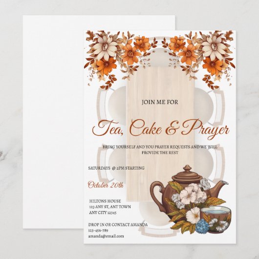 Tea, Cake & Prayer Fellowship Invitation Einladung (Vorne/Hinten)