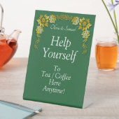 Tea Coffee Table Green Acrylic Pedestal Sign Sockelschild (In Situ)