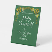 Tea Coffee Table Green Acrylic Pedestal Sign Sockelschild (Vorderseite)