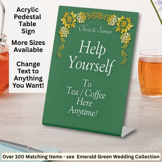 Tea Coffee Table Green Acrylic Pedestal Sign Sockelschild