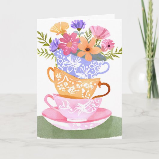 TEA CUP BIRTHDAY CARD KARTE (Vorderseite)
