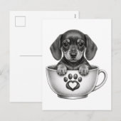 Tea Cup Dachshund Welpe Feiertagspostkarte (Vorne/Hinten)