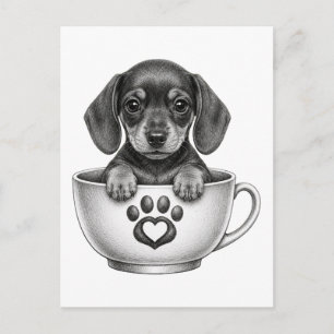 Tea Cup Dachshund Welpe Feiertagspostkarte