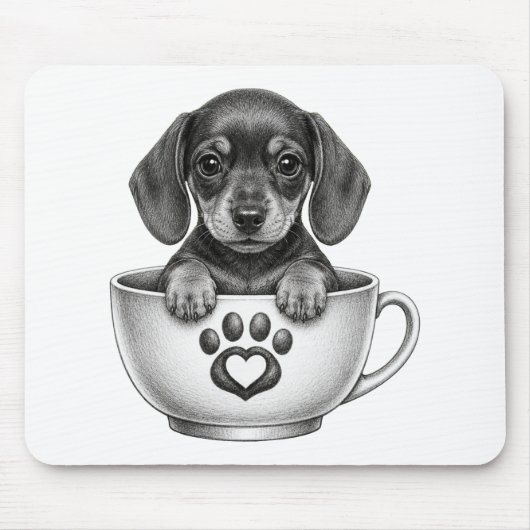 Tea Cup Dachshund Welpe Mousepad (Vorne)