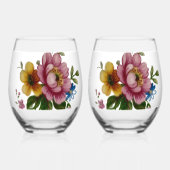 Tea Cup Floral Bouquet  Weinglas Ohne Stiel (Vorderseite)