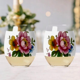 Tea Cup Floral Bouquet  Weinglas Ohne Stiel