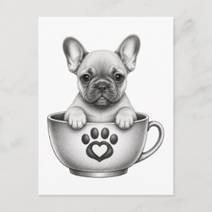 Tea Cup Französische Bulldogge Welpe Feiertagspostkarte