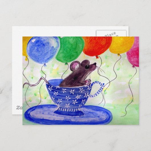 Tea-Cup-Maus überraschend Postkarte (Vorne/Hinten)