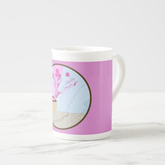 Tea-Cup mit Tee-Dampfbad China Design Porzellantasse (Vorderseite Rechts)