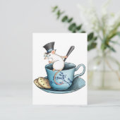 Tea Cup Mouse in Tophat Postkarte (Stehend Vorderseite)