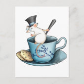 Tea Cup Mouse in Tophat Postkarte (Vorderseite)