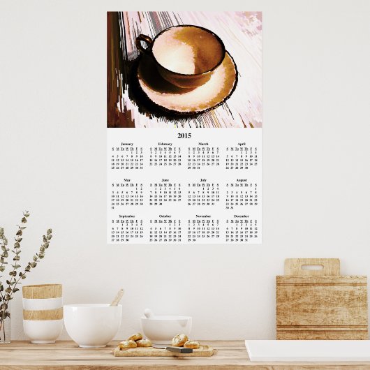 Tea Cup & Saucer Wall Kalender 2015 Poster (Küche)