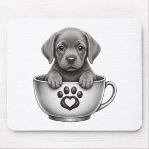 Tea Cup Silber Labrador Retriever Welpe Mousepad