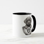 Tea Cup Silber Labrador Retriever Welpe Tasse (VorderseiteRechts)