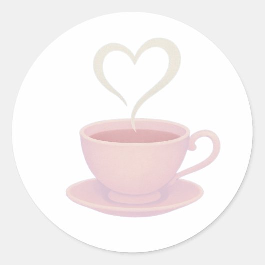 Tea cup steam heart runder aufkleber (Vorderseite)
