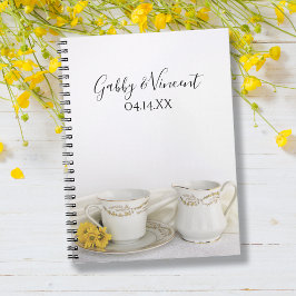 Tea Cup und Yellow Daisies Wedding Guest Book Notizblock