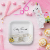 Tea Cup und Yellow Daisies Wedding Pappteller (Party)